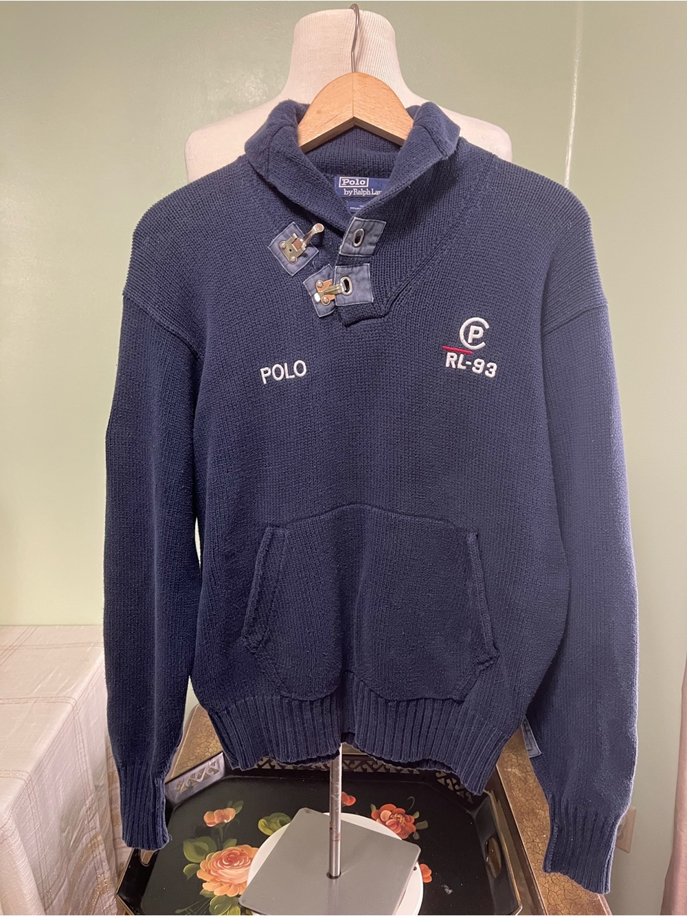 Rare Vintage Polo by Ralph Lauren RL-93 Cotton Knit Shawl Collar Sweater Men’s S